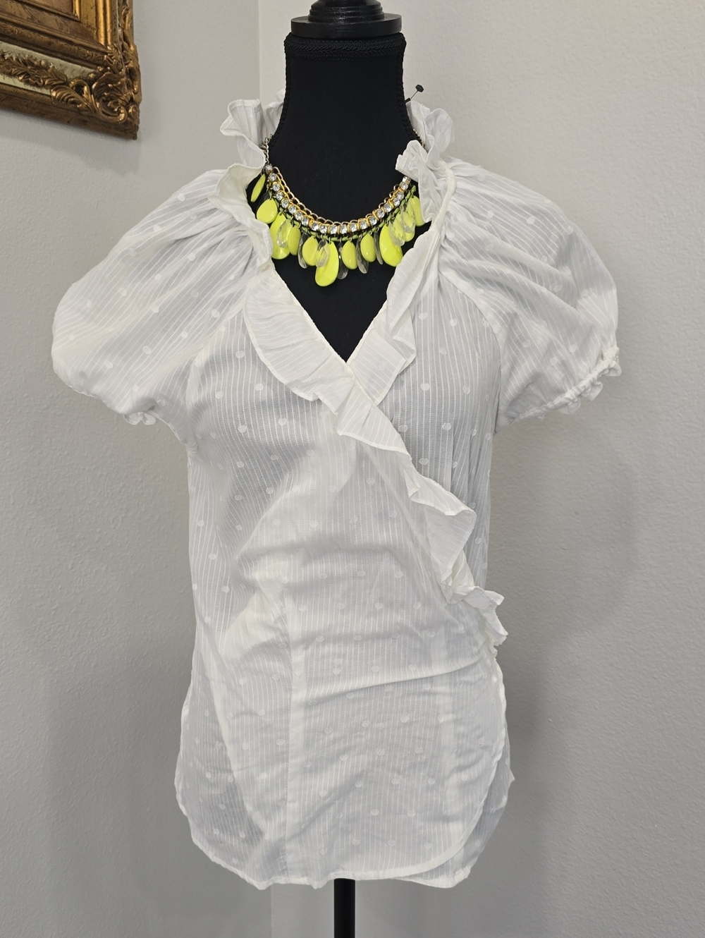 The Limited White Cotton Ruffle Wrap Blouse - L (NWT)